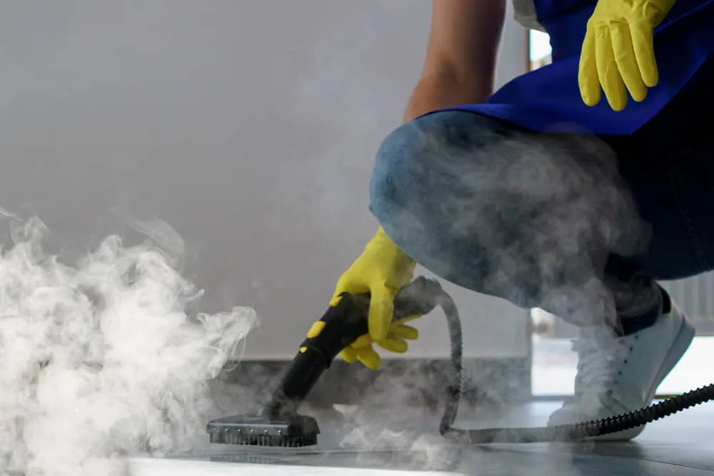 Steam cleaning gym flooring